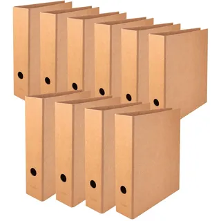 Falken Original Falken 10er Pack Vegan-Ordner Pure Nature. Made in Germany. 8 cm breit DIN A4 Braun Aktenordner Briefordner Büroordner Pappordner Schlitzordner