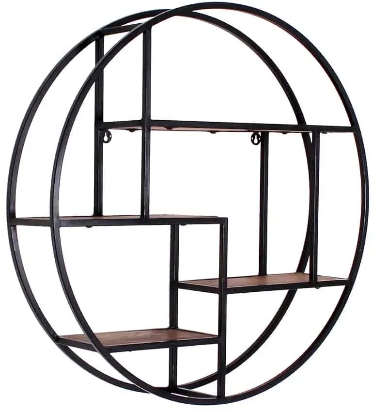 Wandregal 'Madras' rund  75x75 cm Massivholz, Metall Mango