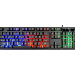 Mechanische kabelgebundene Gaming-Tastatur mit Hintergrundbeleuchtung - Schwarz/Weiß