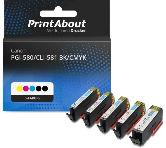 Druckerpatrone kompatibel mit Canon PGI-580/CLI-581 BK/CMYK - 5-farbig - Multipack