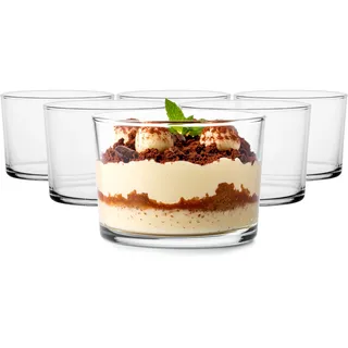 Glasmark KROSNO 1992 Eisbecher Glas 6 Stück 150 ml Eisschale Dessertschale Glasschale Spülmaschinenfest, Durchsichtig