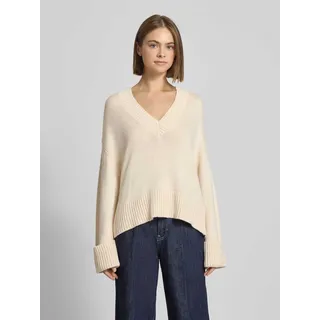 Loose Fit Strickpullover mit Woll-Anteil, Offwhite, XS