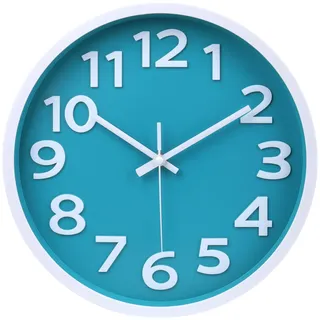 Crosstime Türkise Wanduhr 30 cm, große Zahlen – lautlos, gut lesbar, Küsten-/Marine-Deko Innen Outdoor Wanduhren für Zuhause, Terrasse, Pool, Garten, Veranda