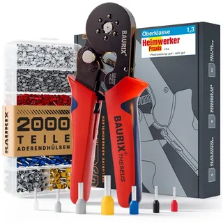 BAURIX Crimpzange mit 2000 Aderendhülsen Set I [0,25-6mm2]