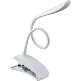 LED Leselampe mit Klemmhalterung – flexiblen Schwanenhals, dimmbar, USB-wiederaufladbar, Augenschutz, Tischlampe ideal zum Lesen & Arbeiten 3W Retoo - Weiß