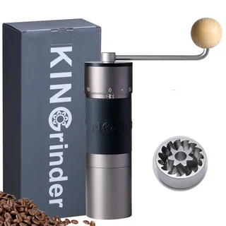 KINGrinder K6 Manuelle Kaffeemühle mit 200 einstellbaren Mahlgraden für Aeropress, French Press, Drip, Espresso, 25-35g Fassungsvermögen