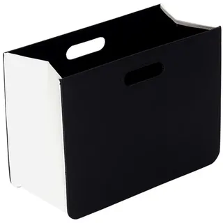 creedwood ZEITUNGSKORB Business | Kunstleder, schwarz weiß, 40,5 cm | Faltbarer Magazinhalter, Zeitungssammler, Zeitungsständer, Zeitungsbox, Zeitschriftenhalter