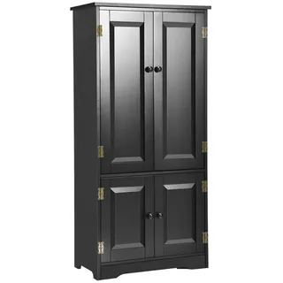 Costway - Mehrzweckschrank Vintage,Flurschrank mit verstellbarem Regal,Badschrank Waescheschrank Holz,Aufbewahrungsschrank Landhausstil,Kommode für