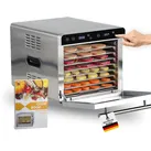 Sommertal Dörrautomat Silence 700 XXL inkl. 8 Edelstahl Dörrgitter, LED-Display, 24h Timer, Temperatureinstellung von (35°C–85°C) einstellbar, inkl. Kochbuch, Profi Dörrgerät, 700W Dehydrator
