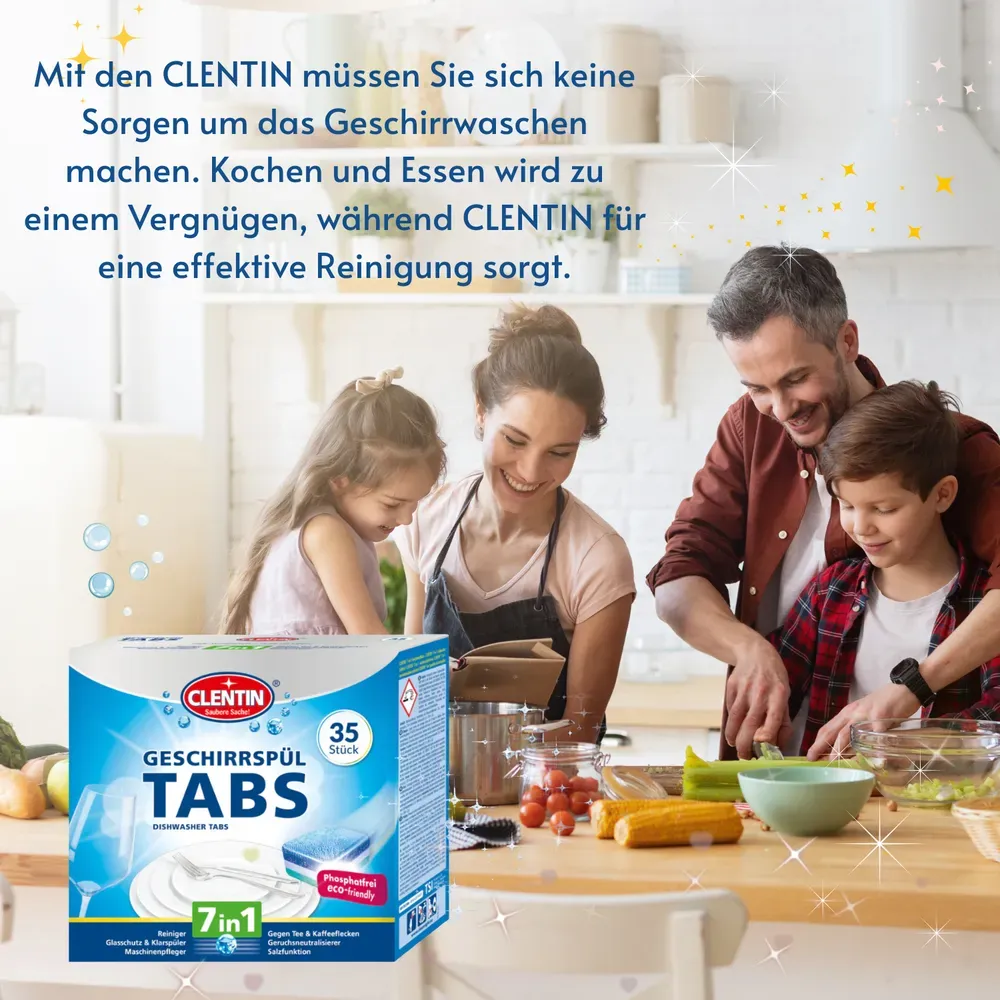 CLENTIN Geschirrspültabs 35 Stk √° 20g (7in1)