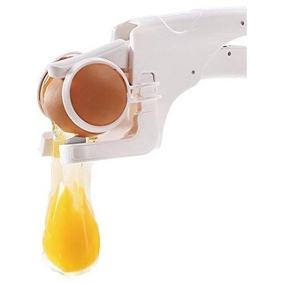 Voarge Ei Eier Knacker Eierschneider ohne Splitter Egg Cracker Gadget Geschenk für Küche, Eigelb Eiweiß Abscheider in Weiß, Kitchen Gadget Tool