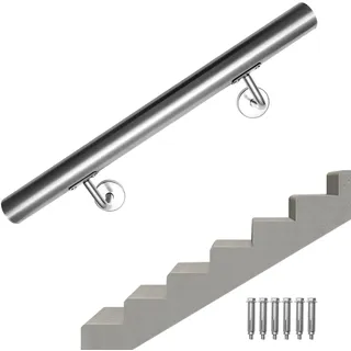 Ansobea handlauf edelstahl,Edelstahl Geländer 200cm langer handläufe,42mm,handlauf treppe verwendet für Innen- und Außentreppen,inkl Wandhalterung und Endkappen