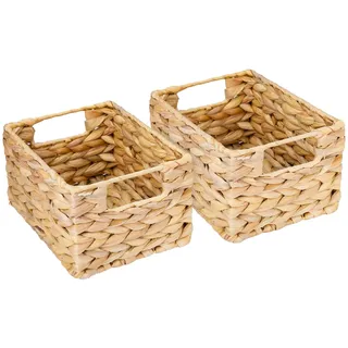 HMF Aufbewahrungskorb geflochten aus Wasserhyazinthe Seegras 22 x 17 x 12 cm beige