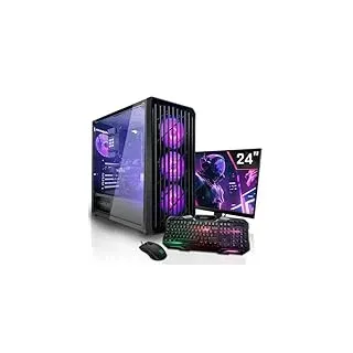 SYSTEMTREFF Basic Gaming Komplett PC Set AMD Ryzen 5 PRO 5655G 6x4.4GHz | AMD RX Vega 7 4K DX12 | 1TB M.2 NVMe | 32GB DDR4 RAM | WLAN Desktop Paket Computer für Gamer, Gaming