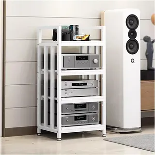 Audio Rack HiFi Regal Audio- Und Videoregal Mit 4 Ebenen, Eckregal Aus Holz, Komponenten-Medienständer, Stereo-Lautsprecher-/Verstärker-Rack, Heimkino-Entertainment-Center Fürs Büro Mit Verstellbaren