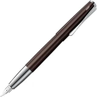 Lamy studio dark brown Füller – universeller Füllfederhalter in elegantem Gehäuse aus Ganzmetall – 14 kt. Goldfeder, partiell platiniert & in Strichbreite EF – inkl. Tintenpatrone LAMY T 10 blau