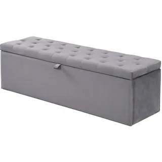 STILVORA Betthocker mit Stauraum 138x41x42 cm Leinen Stoffhocker Europäisches Design Sitzbank für Schlafzimmer mit großem Stauraum Einfach montiert Grau