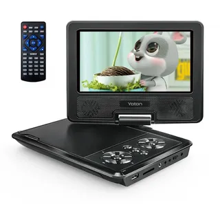 Yoton Portabler DVD-Player (7.5 inch, Haltepunkt-Speicherfunktion, Drehbarer Bildschirm, 4-6 Stunden Standby)