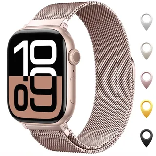 Original Milanaise Ersatzarmband Kompatibel mit Apple Watch Armband 46mm(Series 10) 44mm 45mm 49mm, Magnetische Metall Edelstahl Armbänder für iWatch Series 11 10 9 8 7 6 5 4 3 Ultra 3 2 1 & SE 3 2 1