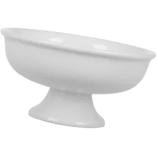 DINHEAROM Elegante Fußschale Aus Keramik Für Desserts Und Snacks Vielseitige Servierschale Weiß Für Eiscreme Und Trockenfrüchte Für Zuhause Und Gastronomie