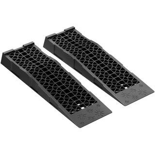 Wiltec Auffahrrampe 2er Set mit 5 t Traglast, robuste Autorampen aus pp, Unterlegkeile 70 x 20 x 7,8 cm, flache Auffahrkeile für Pkw, Camper, tiefe