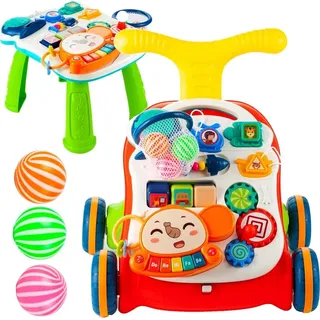 Malplay Laufwagen 5n1 mit Spielzeugen und Piano Gehfrei Spiel- Lauflernwagen Lauflernhilfe Gehhilfe Musik Spielecenter für Babys ab 6 Monaten