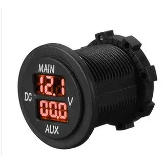 Alamor 12V 24V Aux Main Led Digital Dual Voltmeter Voltage Gauge Battery Monitor Panel-Rot