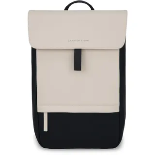 Kapten & Son Rucksack Fyn Classic Cream Black 11 L | Rucksack Damen & Herren Creme Schwarz| Tagesrucksack mit 14" Laptopfach | Backpack ideal für Uni, City, Arbeit, Reisen