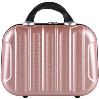 CALIYO Kosmetikkoffer Reisekoffer Handgepäck Hartschalenkoffer aus ABS mit Kosmetikkoffer Damen Tasche für Reise Ausflug Dienstreise Urlaub(Rosa-Gold Kofferraumform)