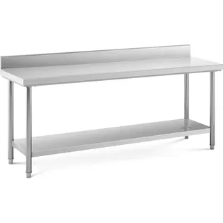 Royal Catering Edelstahltisch - ECO - 200 x 60 cm - 400 kg - Aufkantung -