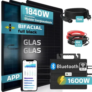 sunniva Balkonkraftwerk Full Black Bifacial 1600W inkl. Astro Energy Wechselrichter + 4 x 460W Solarpanels