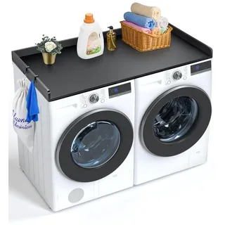 Vevor Arbeitsplatte für Waschmaschine und Trockner, 1370 x 700 x 69 mm Holzarbeitsplatte Wasserabweisende Waschmaschinenabdeckung mit Anti-Rutsch-Pads, für Aufbewahrung in der Waschküche, schwarz