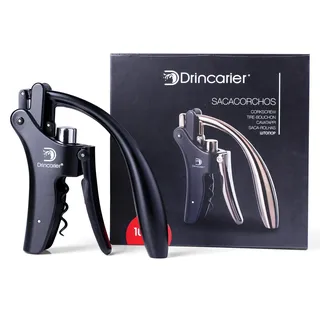 Korkenzieher-Set aus verchromtem Stahl, automatischer Weinflaschenöffner mit Spiralschraube (Schwarz)