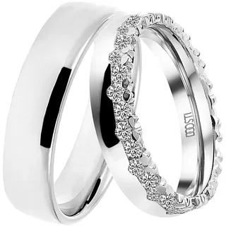 DOOSTI Trauring »Schmuck Geschenk Silber 925 Trauring Ehering Partnerring LIEBE« wahlweise mit oder ohne Zirkonia, 17356103-56 silberfarben ohne Zirkonia