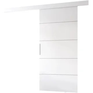 MINIO go for it - Schiebetür Komplettset CLEAN B, 76 cm Breit, Schiebetüren, Wandmontage, Schiebetürsystem, Zimmertüren - Weiss Matt