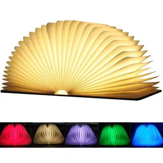 EasyULT Hölzerne Faltende Buch Lampe, 6 Modes Mini LED Buchlampe Stimmungslicht Dekorative Buch Lampe Farbwechseln, 360° Faltbar Deko Lampen Buchformig Nachtlicht, Ideal für Geschenk (12x9x2.5cm)