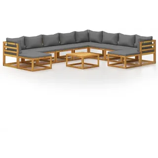 vidaXL 11-tlg. Garten-Lounge-Set mit Auflagen Massivholz Akazie