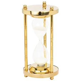 NKlaus Sanduhr Nautische Sanduhr 3 Säulen Messing 3min. 12,5x6,5cm Zeitmesser Maritim goldfarben