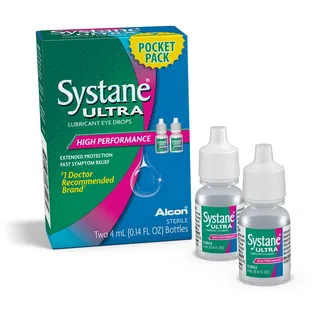 Systane Ultra Eye Drops Lubricant High Performance,Two 4ml 0.14 fl oz. bottles