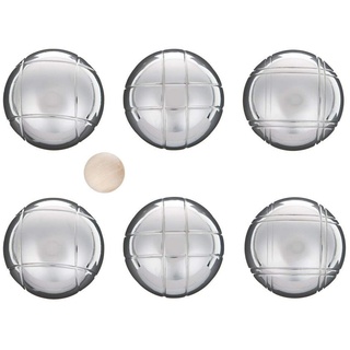 LAGUIOLE - Petanque Set Set besteht aus 6 Metall-Petanquekugeln, einem Wagenheber und einem Magnetkugelsammler. - Metall, Leinwand - Silber, braun