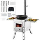 VEVOR Holzofen, 590 x 790 x 2620 m, Camping-Zeltofen aus Edelstahl, Holzofen mit Kaminrohren und Handschuhen, 1646 Kubikzoll großer Feuerraum-Zelt...