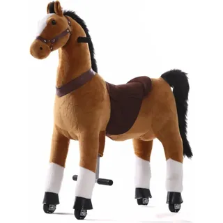 Mechanisches Pferd auf Rollen - Groß - bis 9 Jahre - Reitpferd mit Rollen - Braun - Braun