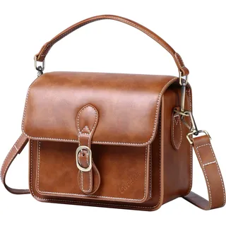 Cwatcun Kameratasche Kamera Umhängetasche Kompaktkamera Tasche Wasserdicht Retro Kompatibel für Canon Nikon Sony SLR/DSLR Spiegellose Kamera und Objektiv, Braun, M
