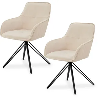 Esszimmerstuhl drehbar mit Samt Beige