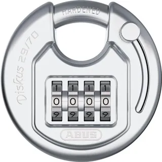 ABUS Vorhängeschloss Combo 29/70 - Zahlenschloss mit 4-stelligem Zahlencode für hohe Sicherheit - für innen und außen - Schlosskörper aus Edel...