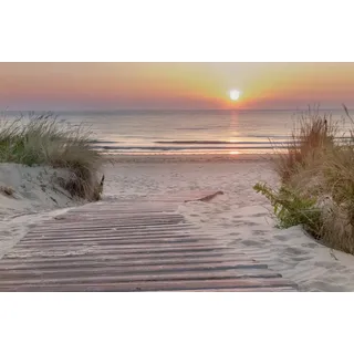 Papermoon Fototapete DÜNEN-NORDSEE STRAND SONNENUNTERGANG MEER NATUR DESIGN bunt 1,5 m x 1,11 m