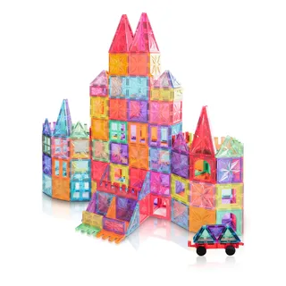 JOOZLEWELT Magnetische Fliesen, STEM-Bauspielzeug mit 100 Teilen, sensorische magnetische Bausteine für Kleinkinder und Kinder, Montessori-Spielzeug Jungen und Mädchen ab 3 Jahren