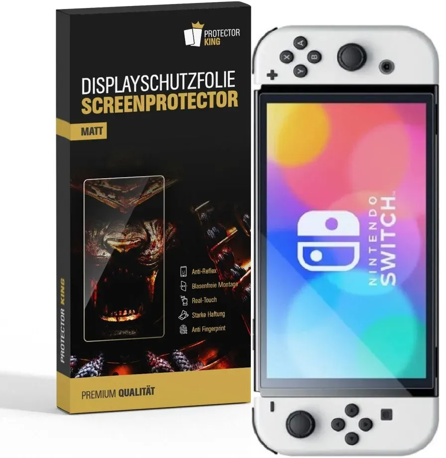 2x Displayschutz für Nintendo Switch Oled Anti-Reflex, matt, entspiegelt Schutzfolie Folie Screen-Protector
