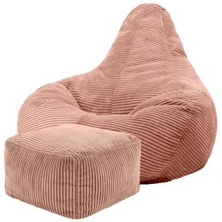 I.C.O.N. Sitzsack mit Hocker Cord, Rosa, - 2 Jahre Gewährleistung - mind. 14 Tage Rückgaberecht - Bunt,Pink/Rosa