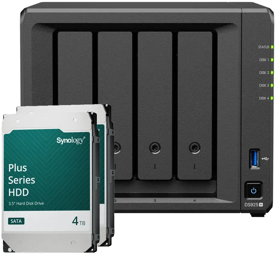 Synology DS925+ 8TB Plus HDD NAS-Bundle NAS inkl. 2x 4TB Synology Plus 3.5 Zoll SATA Festplatte